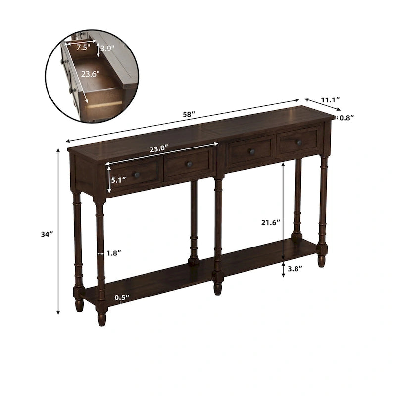 Consolle da ingresso con due cassetti e ripiano inferiore