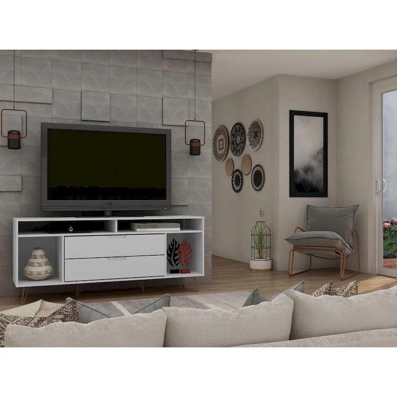 Manhattan   Rockefeller 62.99 In. Metal Leg Media Cabinet Console