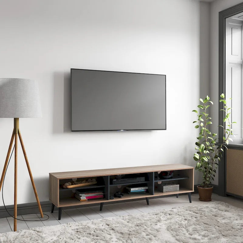   TV Bench with Open Shelves, TVs up to 85 - N/A