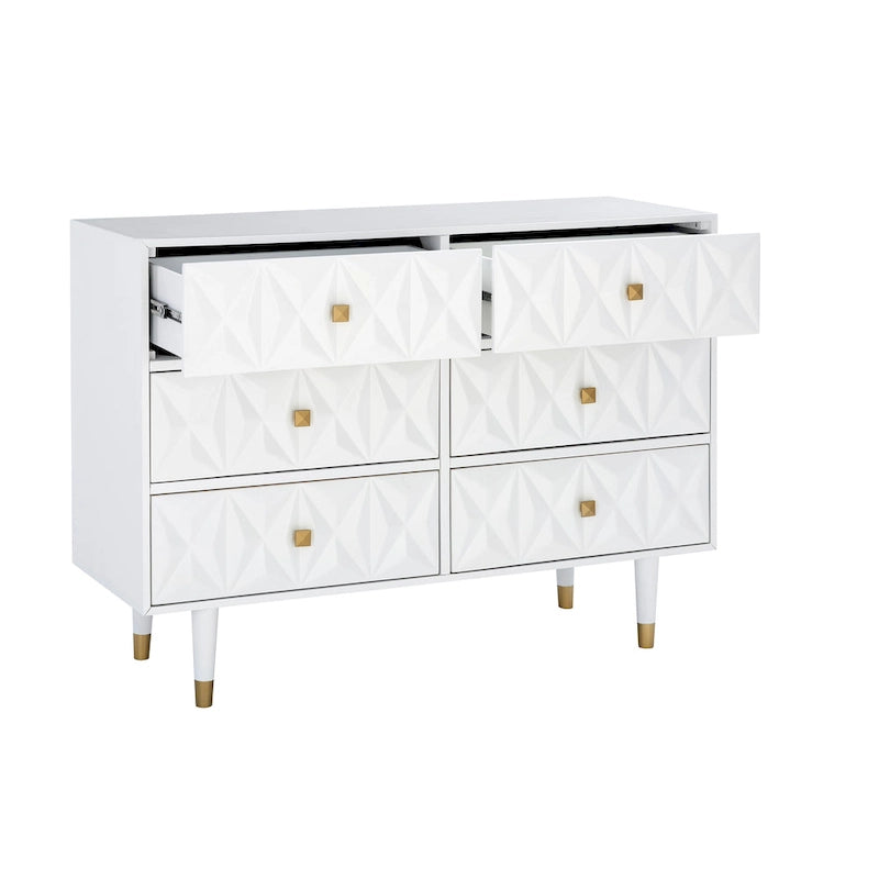 Comò a 6 cassetti Glam testurizzato geometrico