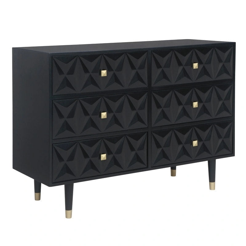 Comò a 6 cassetti Glam testurizzato geometrico