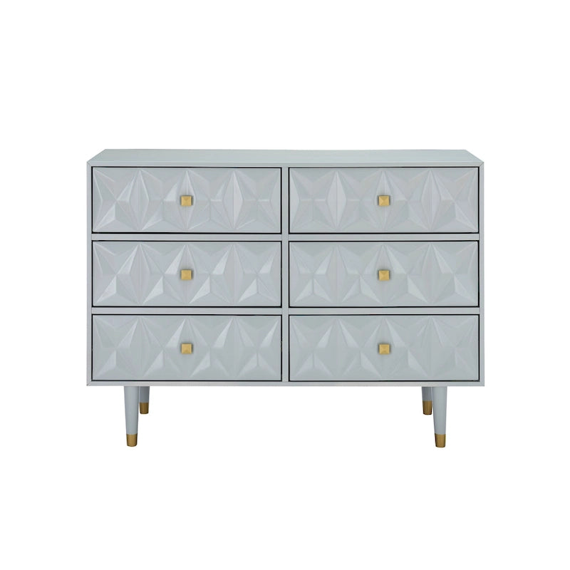 Comò a 6 cassetti Glam testurizzato geometrico