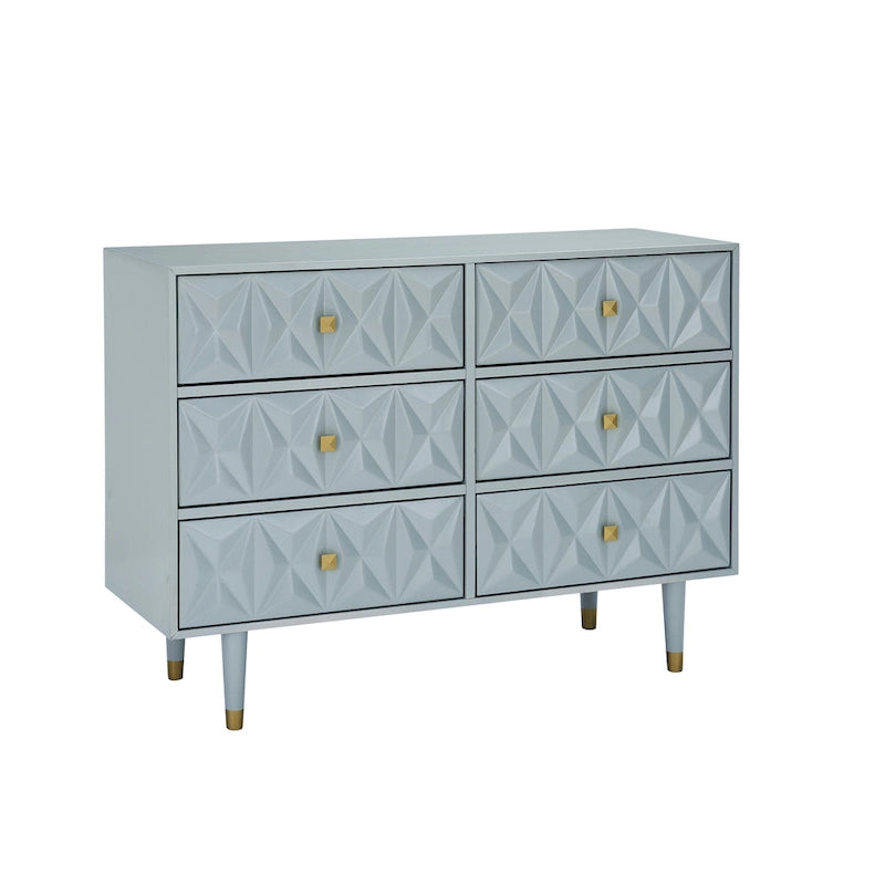Comò a 6 cassetti Glam testurizzato geometrico