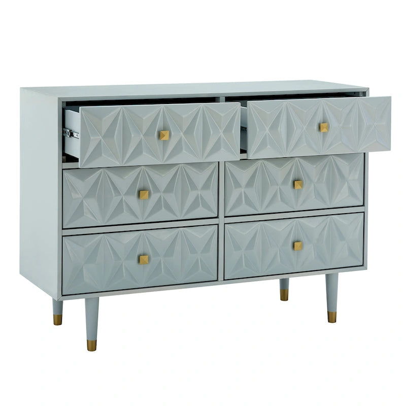 Comò a 6 cassetti Glam testurizzato geometrico