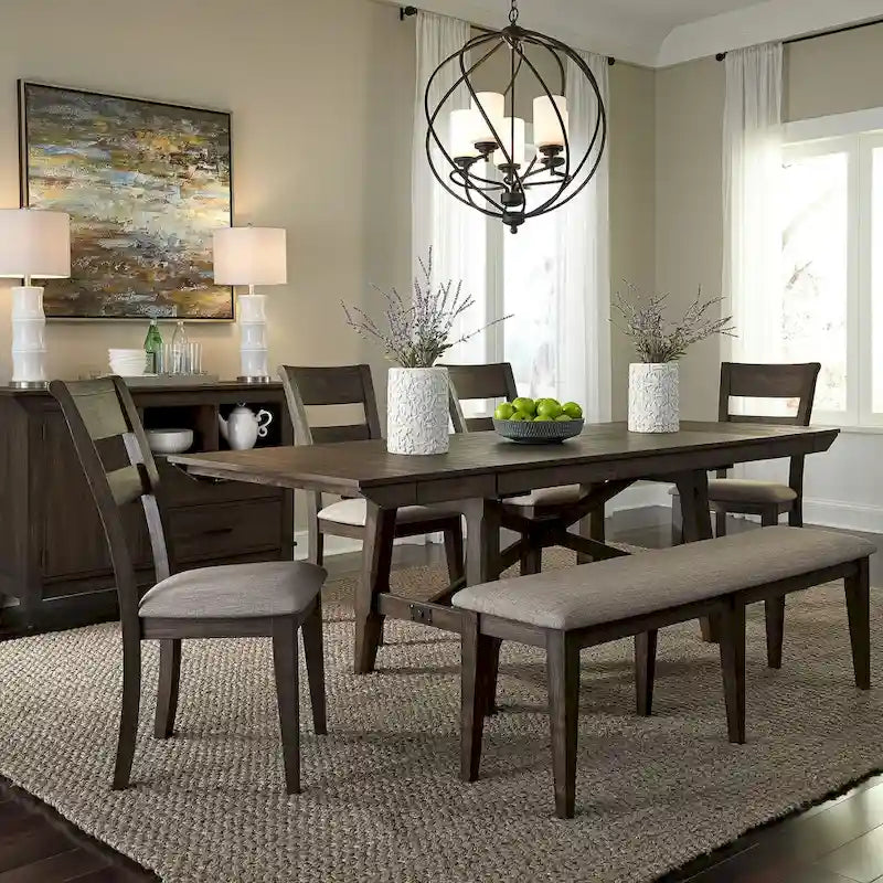   Dark Chestnut Trestle Table Set