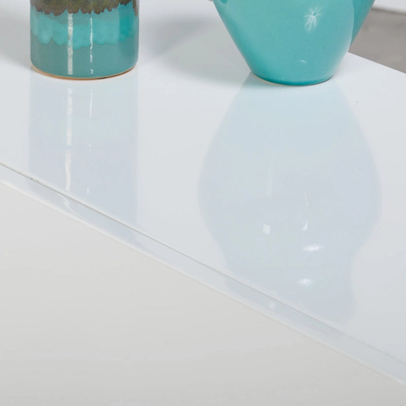 Consolle bianca e cromata in metallo lucido