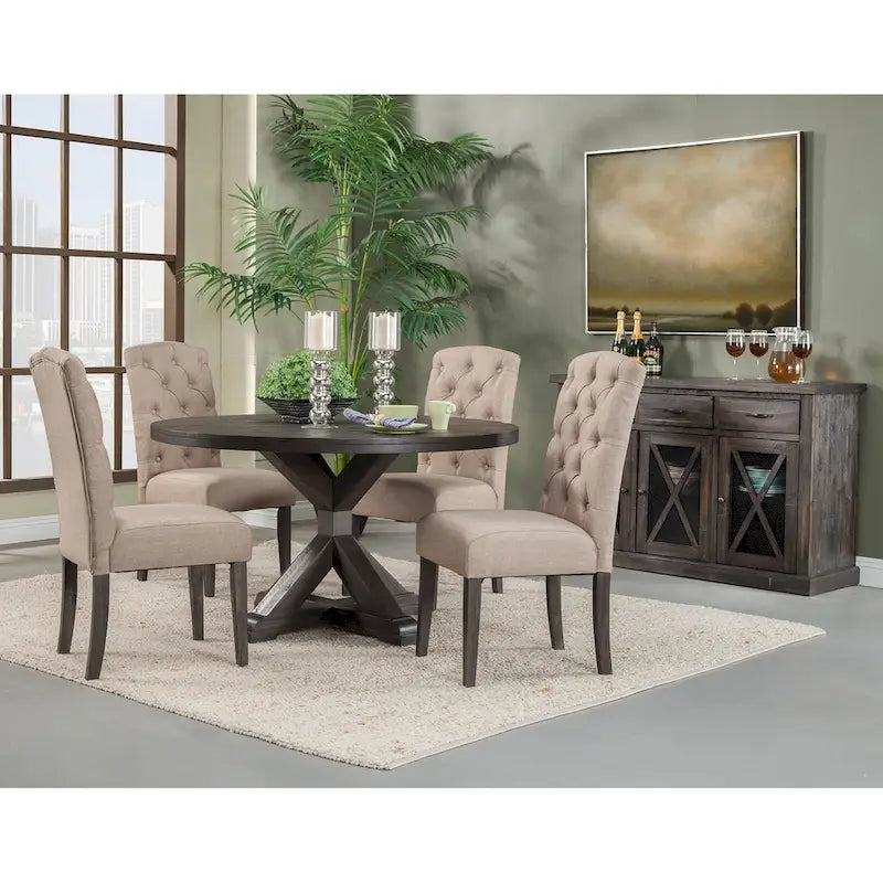   Set of 2 Button Tufted Parson Chairs - Salvaged Grey - 19.5Wx24Dx41H