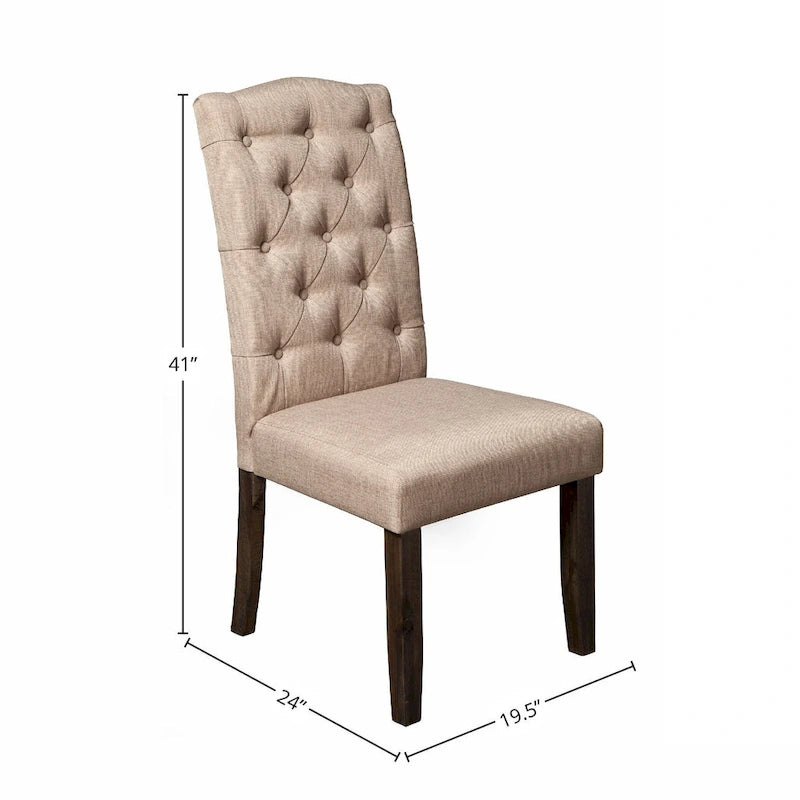 Set di 2 sedie Parson con bottoni trapuntati - Grigio recuperato - 49,5L x 61P x 104A cm