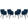 Poltrona lounge moderna trapuntata in denim a 4 pezzi con gambe in legno di faggio, sedia d'accento imbottita per soggiorno e ufficio