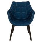 Poltrona lounge moderna trapuntata in denim a 4 pezzi con gambe in legno di faggio, sedia d'accento imbottita per soggiorno e ufficio
