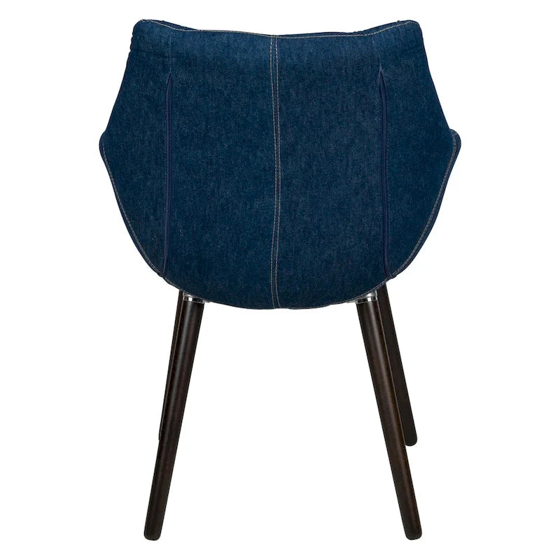 Poltrona lounge moderna trapuntata in denim a 4 pezzi con gambe in legno di faggio, sedia d'accento imbottita per soggiorno e ufficio