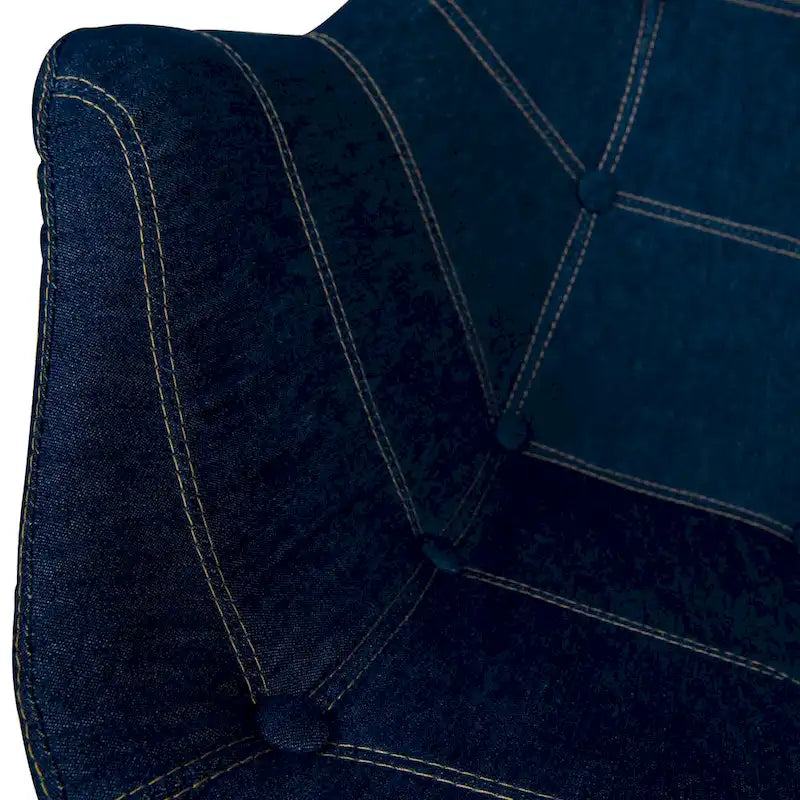 Poltrona lounge moderna trapuntata in denim a 4 pezzi con gambe in legno di faggio, sedia d'accento imbottita per soggiorno e ufficio
