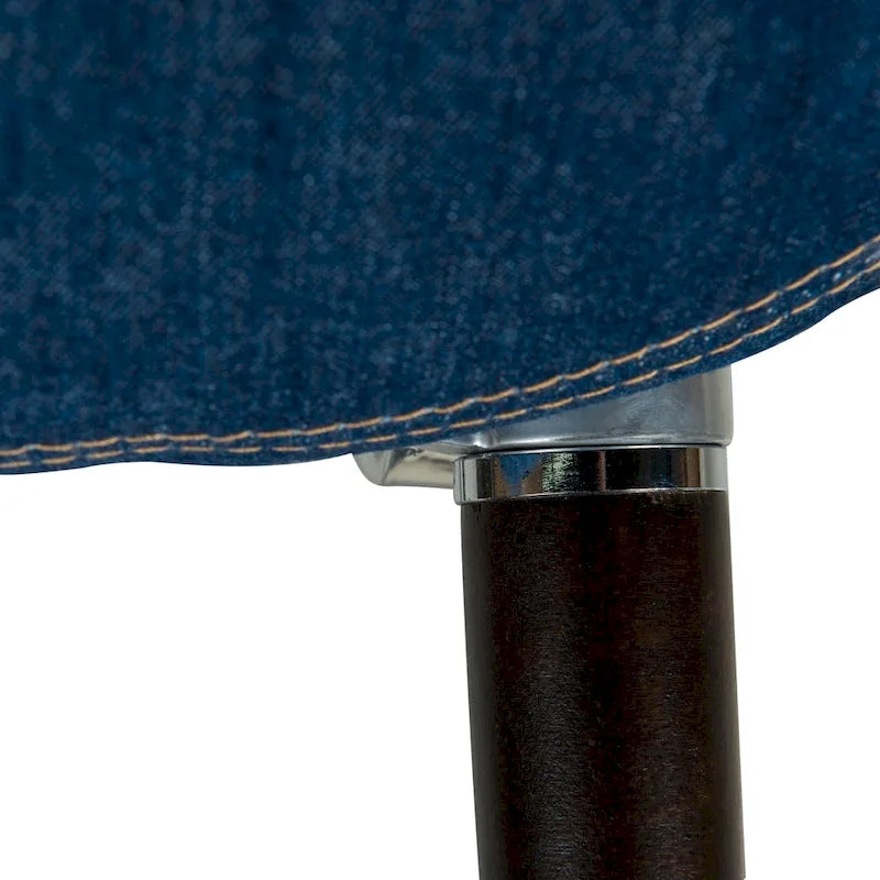 Poltrona lounge moderna trapuntata in denim a 4 pezzi con gambe in legno di faggio, sedia d'accento imbottita per soggiorno e ufficio