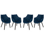 Poltrona lounge moderna trapuntata in denim a 4 pezzi con gambe in legno di faggio, sedia d'accento imbottita per soggiorno e ufficio
