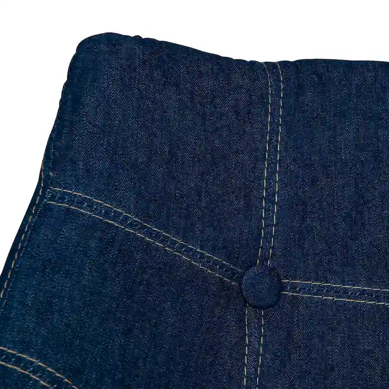 Poltrona lounge moderna trapuntata in denim a 4 pezzi con gambe in legno di faggio, sedia d'accento imbottita per soggiorno e ufficio