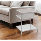 Tavolino con Ripiano in Vetro a Specchio Argento e Ferro 27 - 22x18x26.75