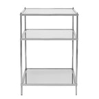Tavolino con Ripiano in Vetro a Specchio Argento e Ferro 27 - 22x18x26.75
