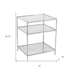 Tavolino con Ripiano in Vetro a Specchio Argento e Ferro 27 - 22x18x26.75