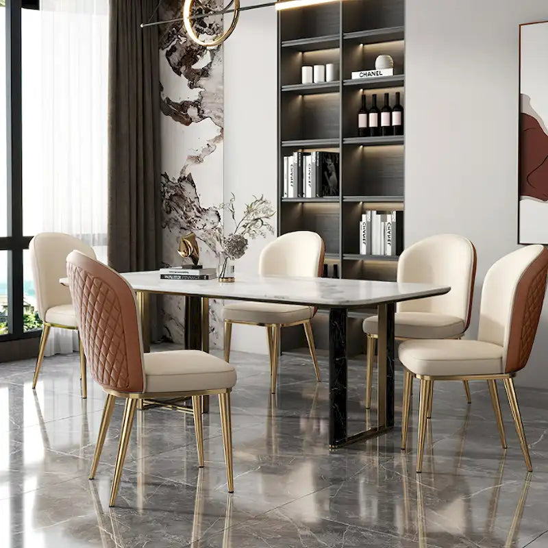 Sedie da pranzo moderne con schienale e gambe in acciaio inossidabile (set da 2)