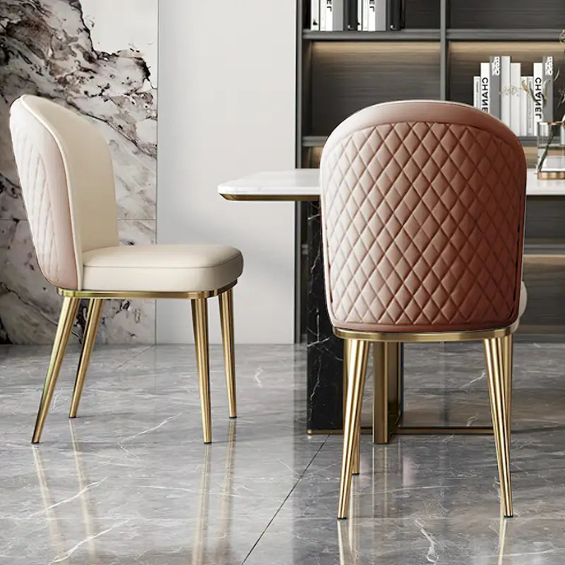 Sedie da pranzo moderne con schienale e gambe in acciaio inossidabile (set da 2)