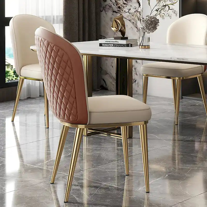 Sedie da pranzo moderne con schienale e gambe in acciaio inossidabile (set da 2)