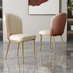 Sedie da pranzo moderne con schienale e gambe in acciaio inossidabile (set da 2)