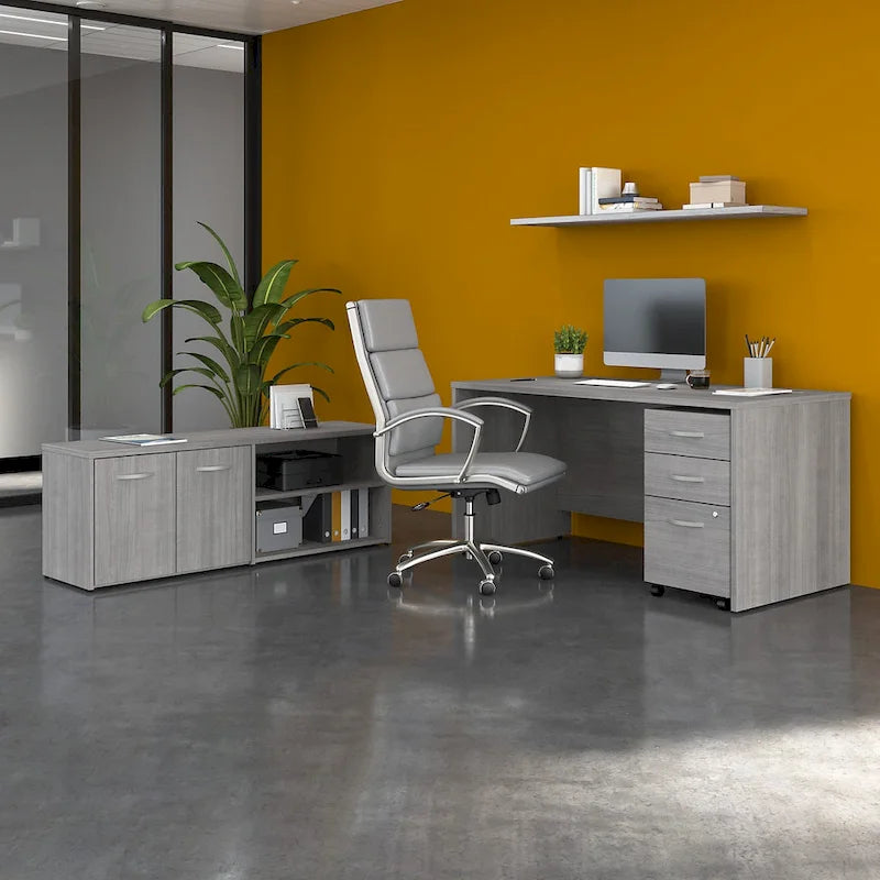 Scrivania C 60W con allungo e mobiletto di