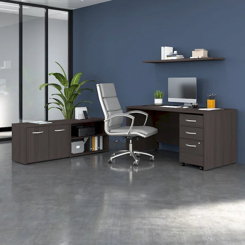 Scrivania C 60W con allungo e mobiletto di