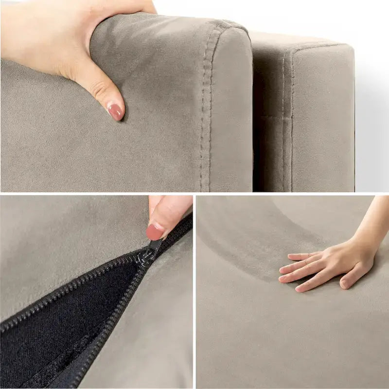 Priage by Latte Velvet - Struttura letto a piattaforma imbottita in velluto con testiera divisa