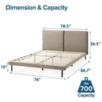 Priage by Latte Velvet - Struttura letto a piattaforma imbottita in velluto con testiera divisa