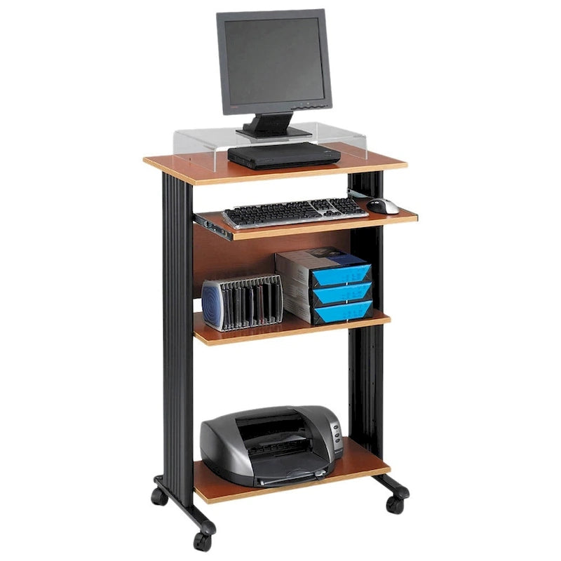 Scrivania computer mobile e supporto per stampante con spazio di archiviazione