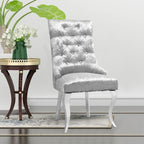 1x Sedia da pranzo in velluto trapuntato con schienale ad ali e battente a forma di leone - 22x22x42 pollici