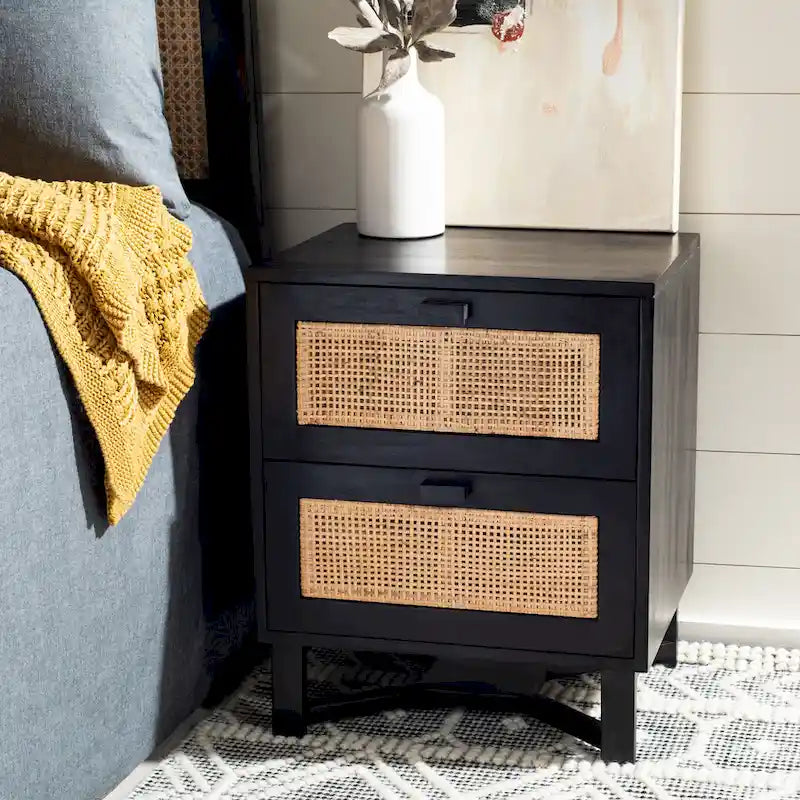 Comodino/Tavolino d'appoggio Dayana con 2 cassetti in rattan