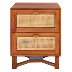Comodino/Tavolino d'appoggio Dayana con 2 cassetti in rattan