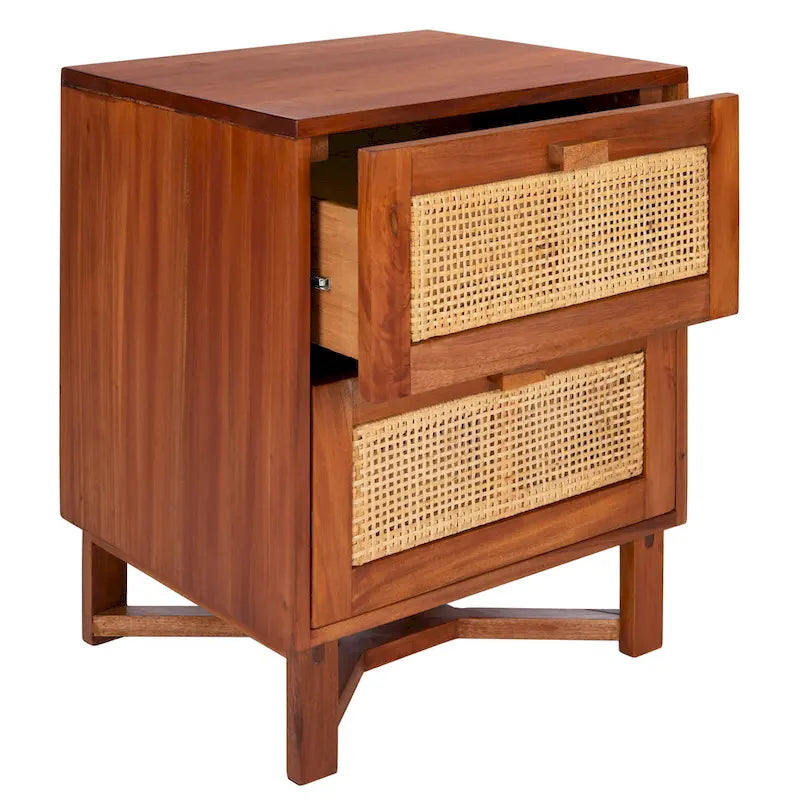 Comodino/Tavolino d'appoggio Dayana con 2 cassetti in rattan