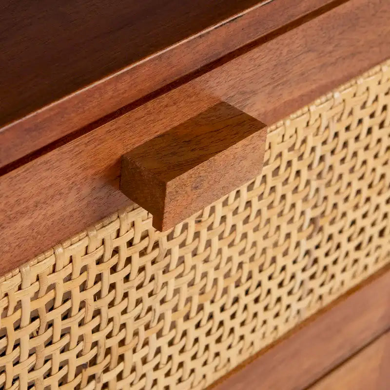 Comodino/Tavolino d'appoggio Dayana con 2 cassetti in rattan