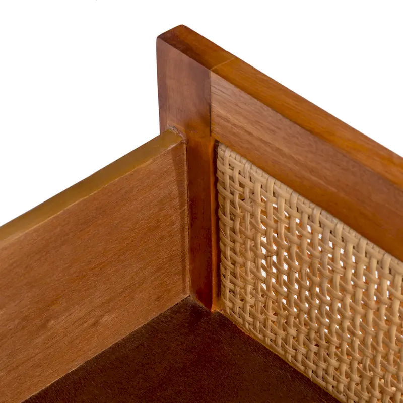 Comodino/Tavolino d'appoggio Dayana con 2 cassetti in rattan