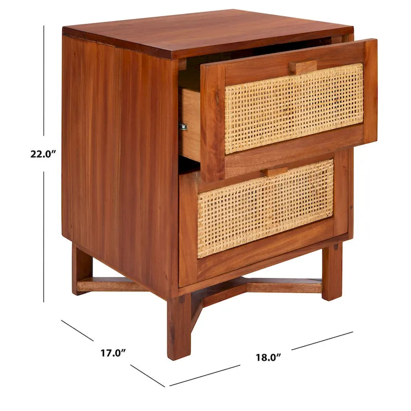 Comodino/Tavolino d'appoggio Dayana con 2 cassetti in rattan