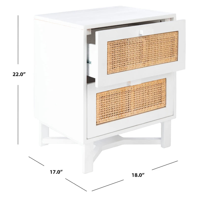 Comodino/Tavolino d'appoggio Dayana con 2 cassetti in rattan