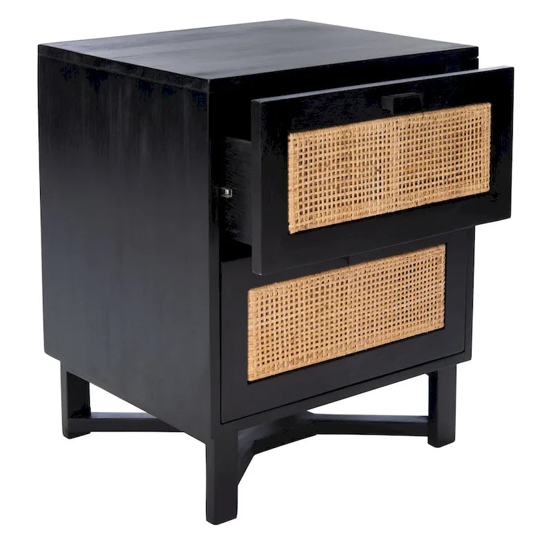 Comodino/Tavolino d'appoggio Dayana con 2 cassetti in rattan
