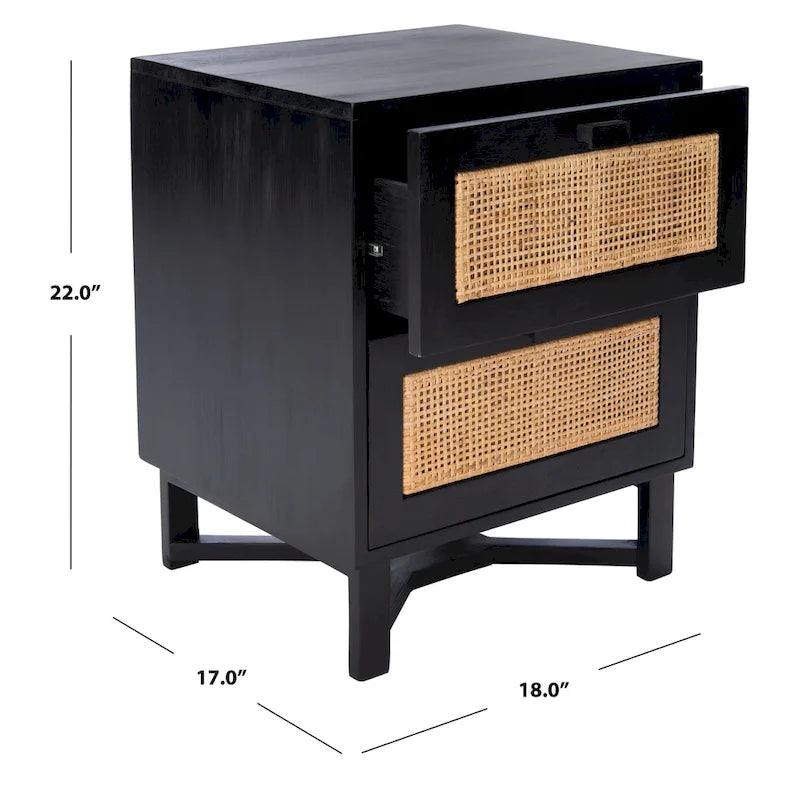 Comodino/Tavolino d'appoggio Dayana con 2 cassetti in rattan