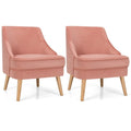 Set di 2 Poltrone Accent in Velluto Sedia Singola con Legno di Gomma