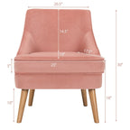 Set di 2 Poltrone Accent in Velluto Sedia Singola con Legno di Gomma
