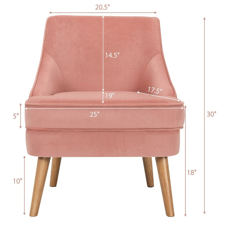 Set di 2 Poltrone Accent in Velluto Sedia Singola con Legno di Gomma