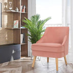 Set di 2 Poltrone Accent in Velluto Sedia Singola con Legno di Gomma