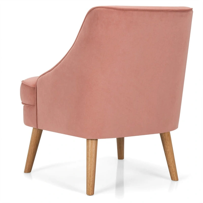 Set di 2 Poltrone Accent in Velluto Sedia Singola con Legno di Gomma