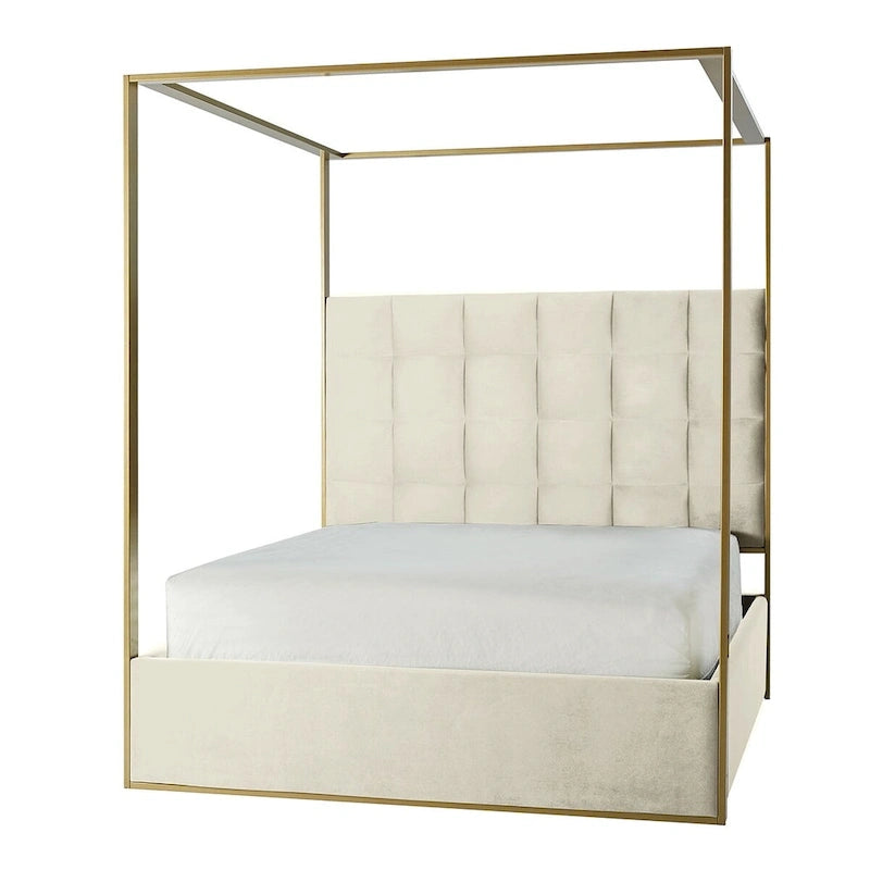 Letto matrimoniale a baldacchino Milton imbottito di