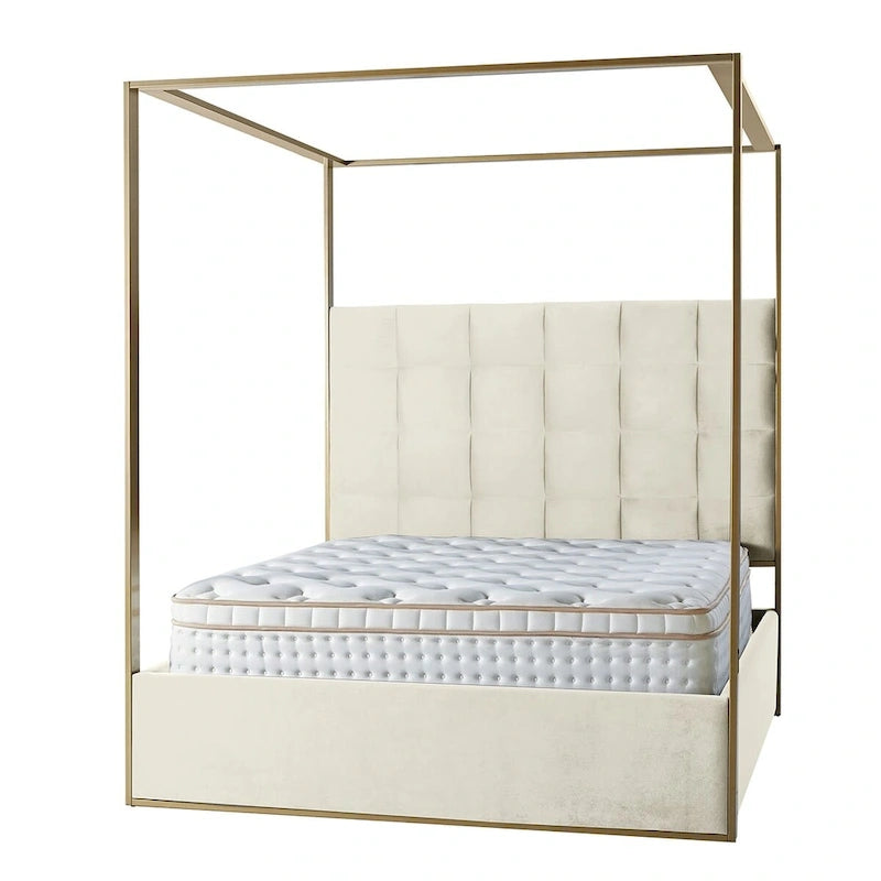 Letto matrimoniale a baldacchino Milton imbottito di