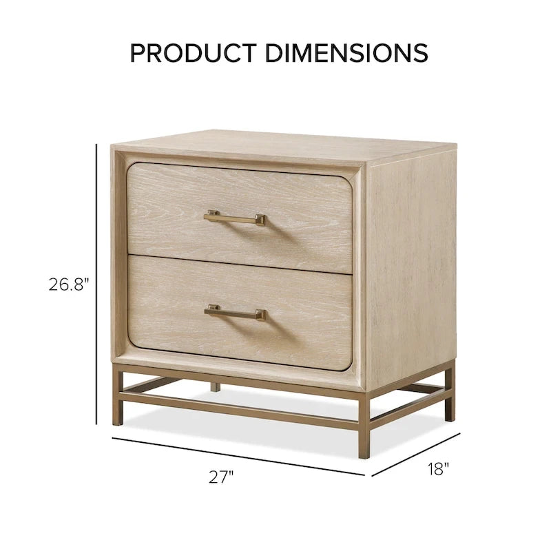 Set camera da letto Drayden 3 pezzi in legno massello di rovere transizionale con letto, cassettiera e comodino