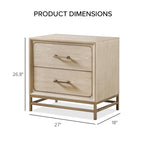 Set camera da letto Drayden 3 pezzi in legno massello di rovere transizionale con letto, cassettiera e comodino